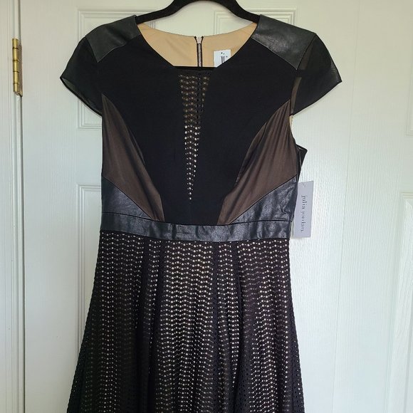 julia jordan Dresses & Skirts - NWT Black faux leather/mixed-material dress Sz 6